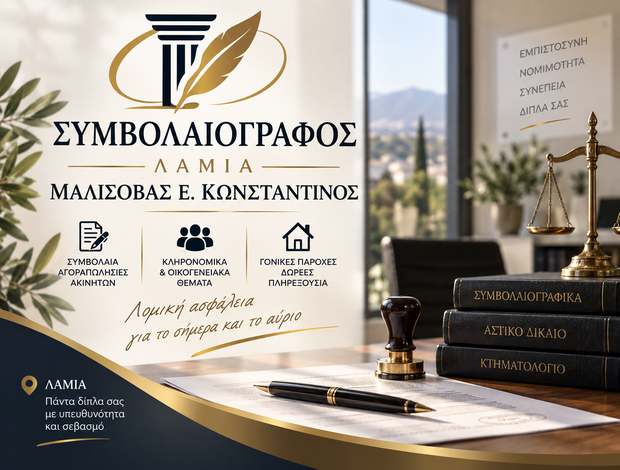 ΣΥΜΒΟΛΑΙΟΓΡΑΦΟΣ ΛΑΜΙΑ  ΜΑΛΙΣΟΒΑΣ Ε. ΚΩΝΣΤΑΝΤΙΝΟΣ