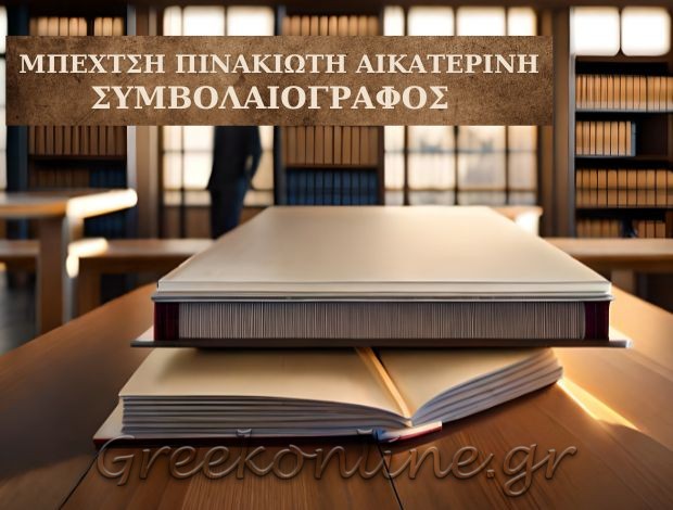 ΣΥΜΒΟΛΑΙΟΓΡΑΦΟΣ  ΝΕΑ ΜΟΥΔΑΝΙΑ ΧΑΛΚΙΔΙΚΗΣ  ΜΠΕΧΤΣΗ – ΠΙΝΑΚΙΩΤΗ ΑΙΚΑΤΕΡΙΝΗ