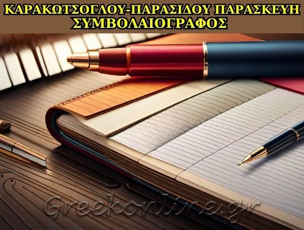 ΣΥΜΒΟΛΑΙΟΓΡΑΦΟΣ ΝΙΚΗΤΗ ΧΑΛΚΙΔΙΚΗΣ  ΚΑΡΑΚΩΤΣΟΓΛΟΥ-ΠΑΡΑΣΙΔΟΥ ΠΑΡΑΣΚΕΥΗ