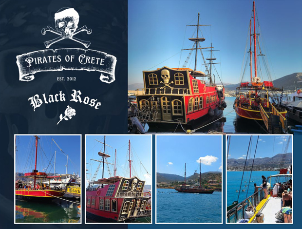 ΘΑΛΑΣΣΙΕΣ ΚΡΟΥΑΖΙΕΡΕΣ  ΛΙΜΕΝΑΣ ΧΕΡΣΟΝΗΣΟΥ  “PIRATES OF CRETE &  BLACK ROSE PIRATE BOAT”  ΚΟΝΟΦΑΟΣ ΒΑΣΙΛΕΙΟΣ