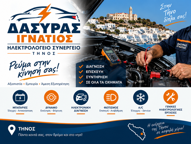 ΗΛΕΚΤΡΟΛΟΓΕΙΟ-ΣΥΝΕΡΓΕΙΟ ΑΥΤΟΚΙΝΗΤΩΝ  ΤΗΝΟΣ  ΔΑΣΥΡΑΣ ΔΗΜΗΤΡΙΟΣ