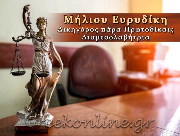 ΔΙΚΗΓΟΡΟΣ – ΔΙΑΜΕΣΟΛΑΒΗΤΡΙΑ ΛΑΡΙΣΑ ΜΗΛΙΟΥ ΕΥΡΙΔΙΚΗ
