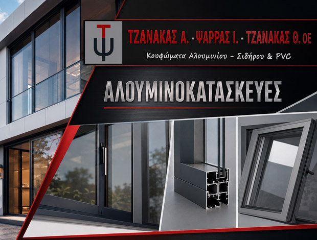 ΑΛΟΥΜΙΝΟΚΑΤΑΣΚΕΥΕΣ ΛΑΡΙΣΑ ΤΖΑΝΑΚΑΣ Α. – ΨΑΡΡΑΣ Ι. – ΤΖΑΝΑΚΑΣ Θ. ΟΕ