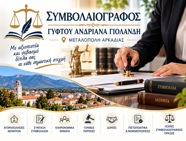 ΣΥΜΒΟΛΑΙΟΓΡΑΦΟΣ ΜΕΓΑΛΟΠΟΛΗ ΑΡΚΑΔΙΑΣ ΓΥΦΤΟΥ ΑΝΔΡΙΑΝΑ ΓΙΟΛΑΝΔΗ